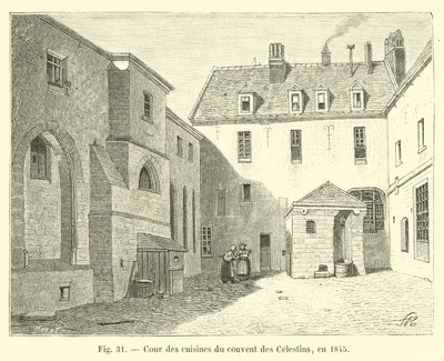 Køkkengård i Celestins kloster, i 1845 af French School