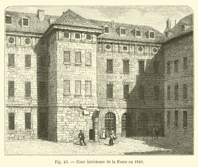 Indre gårdhave i La Force i 1840 af French School