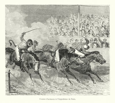 Dyrevæddeløb på hippodromen i Paris (gravering) af French School