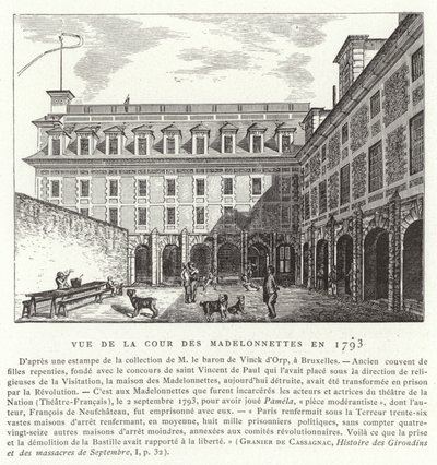 Gården til Madelonnettes kloster, Paris, 1793 af French School