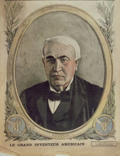 Forsideillustration af Le Petit Journal forestillende Thomas Alva Edison, 1917 af French School