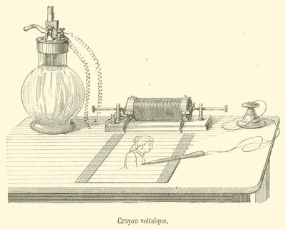 Crayon voltaique (gravering) af French School