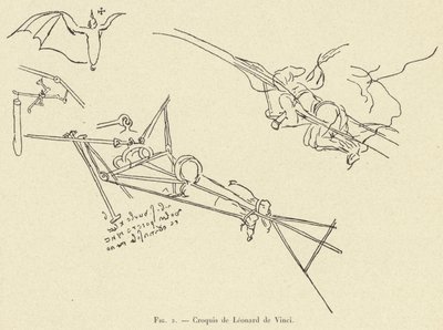 skitse af Leonardo da Vinci af French School