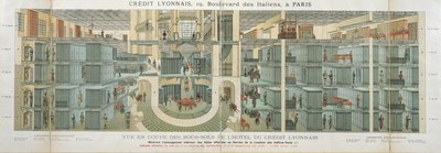 Tværsnit af kælderen i Credit Lyonnais, 19 Boulevard des Italiens, ca. 1878-82 af French School