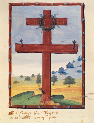 Korset af Lorraine, miniature fra et manuskript vedrørende Rene II (1451-1508) hertug af Lorraine af French School