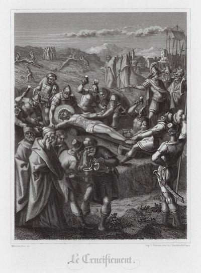 Jesu Kristi korsfæstelse (gravering) af French School