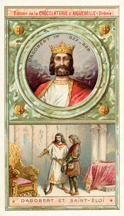Dagobert I og St. Eloi, 7. århundrede (chromolith) af French School