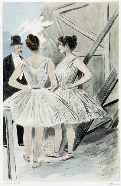 Dansere bag teatrets kulisser - i "" Nos contemporains"" af Octave Uzanne af French School