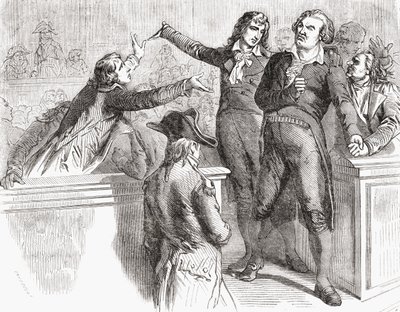 Danton og Desmoulins forsvarer sig over for konventet den 30. marts 1794 fra 