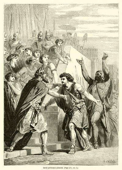 David tilgiver Absalom (gravering) af French School