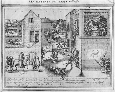Admiral Gaspard II de Colignys død (1519-72) på tidspunktet for Skt. Bartholomews massakren i 1572 (se 187818 for farve) af French School