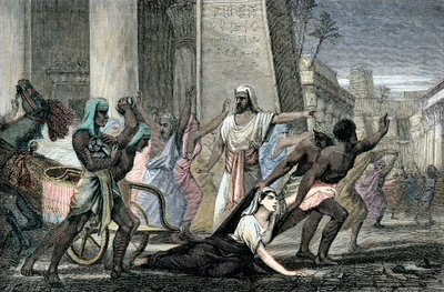 Hypatias død myrdet af tilhængere af Cyril, patriark af Alexandria, slutningen af det 19. århundrede (gravering) af French School