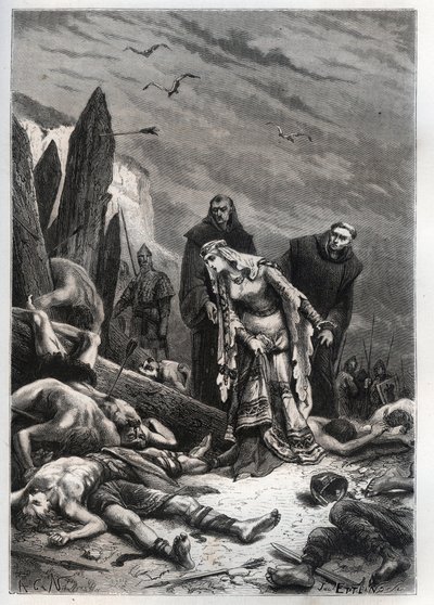 Kong Harold II (1022-1066) død i slaget ved Hastings i 1066 - Edith Swannesha (Swanneck), kendt som Edith la Juste (1025-1086) opdager liget af sin mand - Ealdgyth (Edith the Fair eller Edith Swanneschal) , opdager liget af Harold Godwi af French School