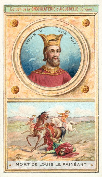 Ludvig V af Frankrigs død, 987 (chromolitho) af French School