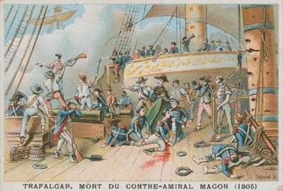Den franske kontreadmiral Magon døde i slaget ved Trafalgar, 1805 af French School