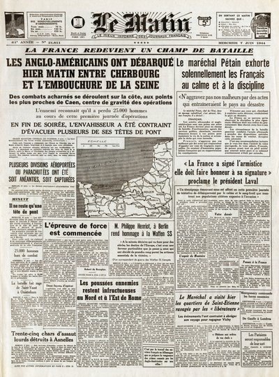 Afskibning af Normandiet juni 1944 - Normandiet landinger 6. juni 1944 (D-Day) - Om morgenen, torsdag den 7. juni 1944 tog anglo-amerikanerne af sted i går morges mellem Cherbourg og Seines udmunding af French School