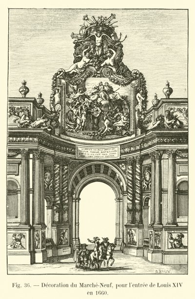 Udsmykning af Marche-Neuf, til Louis XIVs indtræden i 1660 af French School