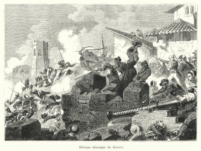 Defense heroic de Girone (gravering) af French School