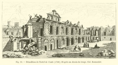 Nedrivning af Hôtel de Conti, 1769, Ifølge en tegning fra tiden, Col Bonnardot af French School
