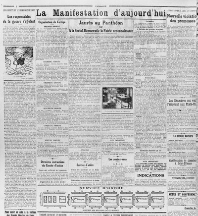Dagens demonstration, Jaures in the Pantheon, fra LHumanite, 23. november 1924 (trykt papir) af French School