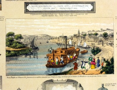 Denis Papin (1647-1712) så sin hjuldamper ødelagt af bådsmændene i Muenden i 1707 af French School