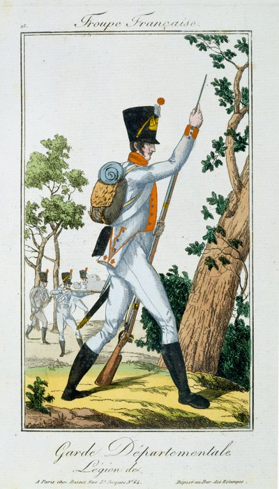 Departmental Guard, fra Troupes Francaises, pub. i Basset, Paris, ca. 1790 af French School