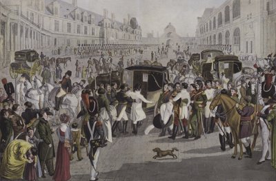 Napoleons afgang fra Fontainebleau, 20. april 1814 af French School