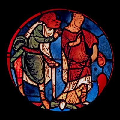 Afbilder en djævel og en kvinde, ex Ste Chapelle, bugt D af French School