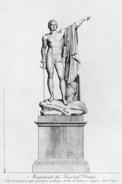 Design til et monument til general Desaix de Veygoux af billedhuggeren Claude Dejoux, Place des Victoires, Paris, 1806 af French School
