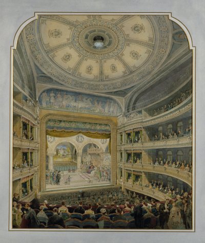 Design til et teater, ca. 1860 (wc på papir) af French School