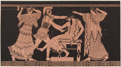 Detalje af græsk keramik (farvelitografi) af French School