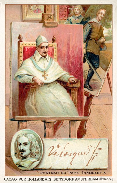 Diego Velasquez, spansk maler og portræt af pave Innocentius X (chromolitho) af French School