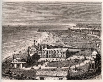 Dieppe - Normandiet - gravering i "La France illustrée: geografi, historie, statistisk administration" af V.A. Malt-Brown. 1884 af French School