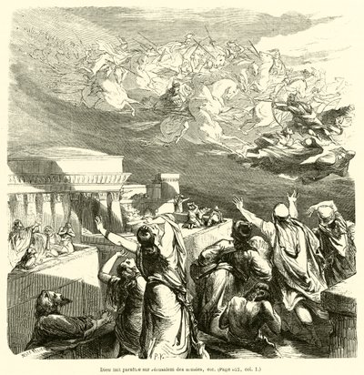 Gud frembringer hære over Jerusalem osv. (gravering) af French School