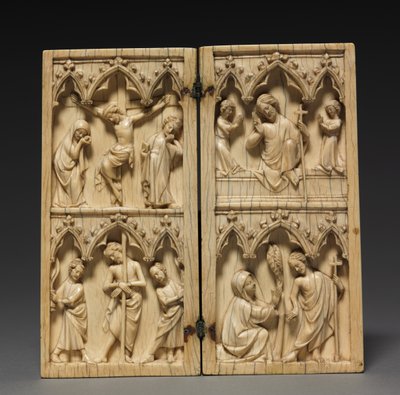 Diptykon: Scener fra Kristi lidenskab og efterliv, ca. 1330-1350 af French School