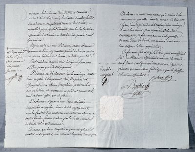 Skilsmisseerklæring fra kejser Napoleon Bonaparte (1769-1821) og kejserinde Josephine (1763-1814) 9. januar 1810 af French School