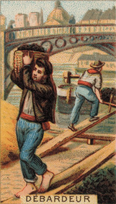 Docker, der losser en pram (chromolitho) af French School