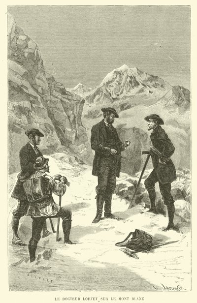 Doktor Lortet på Mont Blanc (gravering) af French School