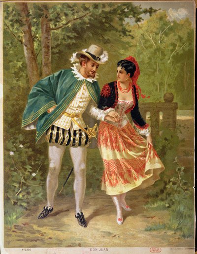 Don Juan, scene, der illustrerer operaen Don Giovanni af Wolfgang Amadeus Mozart (1756-91), 1879 af French School