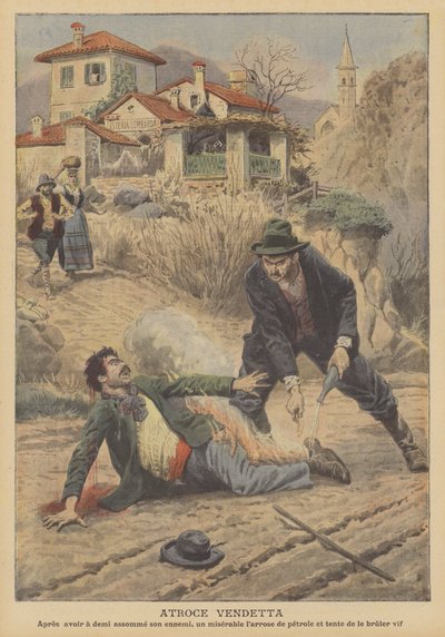 Frygtelig vendetta i Oggebbio, Italien (farve litho) af French School