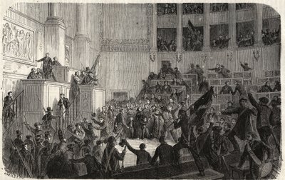 Hertuginden af Orleans i Chambre des Deputes (1848), Paris, Frankrig - Revolution af 1848 - Hertuginden af Orleans i Deputeretkammeret i Paris på tidspunktet for proklamationen af Republique" (Helene de Mecklembourg Schwerin, hertuginde af Orleans tri af French School