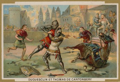 Duel mellem Bertrand du Guesclin og Thomas af Canterbury, Dinan, Bretagne, 1357 af French School