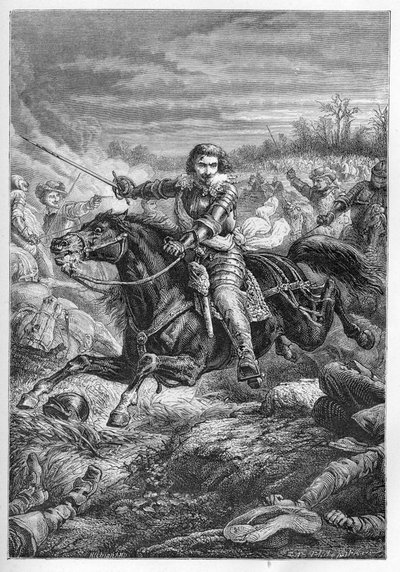 Hertug Henrik II af Montmorency (Montmorenci) (1595-1632) ved slaget ved Castelnaudary i 1632 - hertug af Montmorency. Kamp i Castelnaudary - indgravering fra "" L