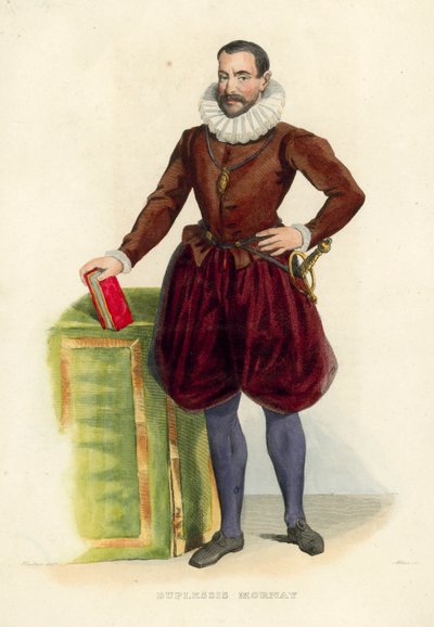 Duplessis Mornay (farvet gravering) af French School