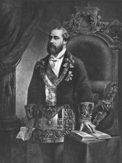 Edward (1841-1910) Prins af Wales, senere Edward VII, som stormester i frimureriet, 1884 af French School