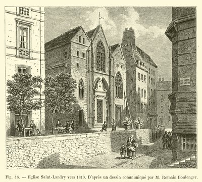 Saint-Landry Kirke omkring 1810, Ifølge en tegning meddelt af M Romain Boulenger af French School