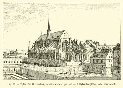 Bernardins kirke, faksimile af en gravering af I Sylvestre, 1650, nordvestkyst af French School