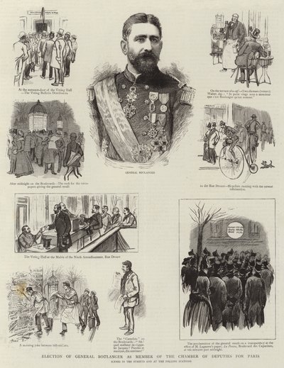 Valg af general Boulanger som medlem af Deputeretkammeret for Paris (gravering) af French School