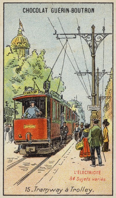 Elektrisk sporvogn (chromolitho) af French School