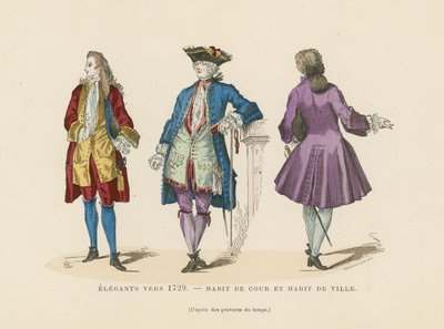 Elegant French mens fashions, c1729  af French School